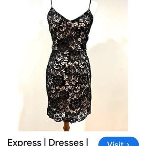 Express Black and Cream Lace Dress